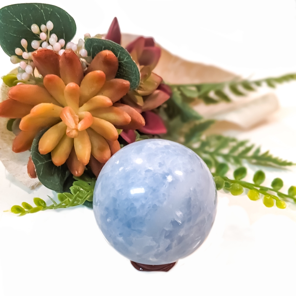 10cm Genuine Celestite Sphere Approximately 3.5" - Picture 5 of 5